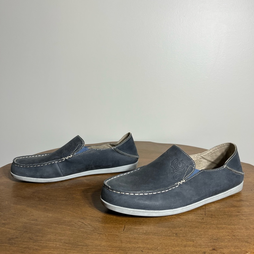 Olukai Nohea Nubuck Slip on Moccasins W9.5